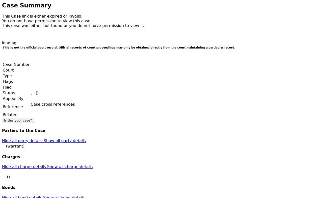 Indiana MyCase criminal case summary field layout