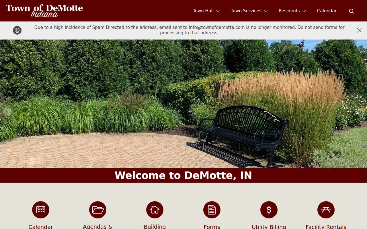 Official Town of DeMotte website for municipal services and records